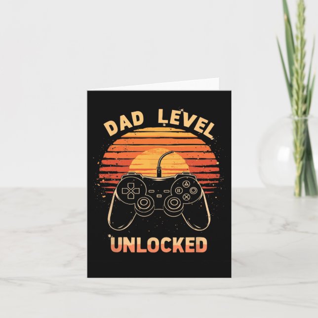 Dad Level Unlocked Funny Retro New Dad Gamer  Kort (Framsida)