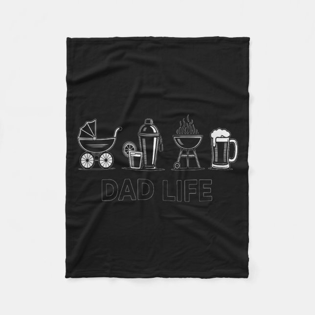 Dad Life Bottle Grill Beer Stroller Adorable Fathe Fleecefilt (Framsidan)