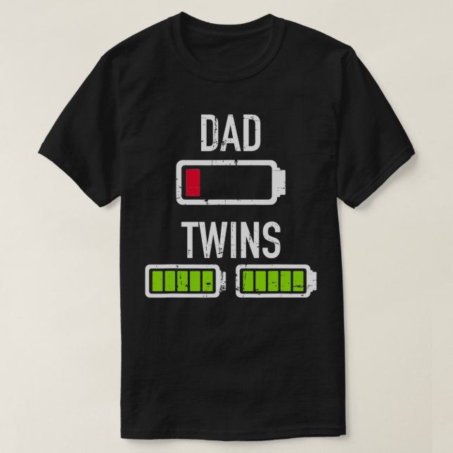 Dad low battery twins full battery  t shirt (Design framsida)