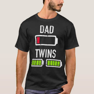 Dad low battery twins full battery t shirt