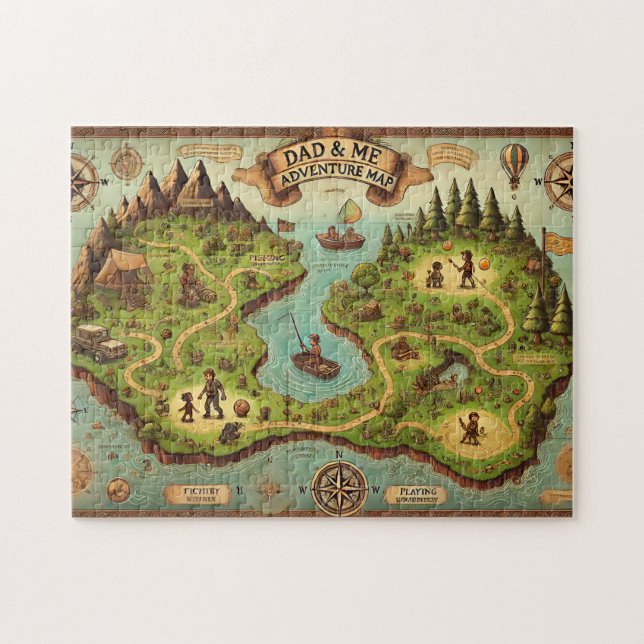 Dad & Me Adventure Map Father's Day Gift Pussel (Horisontell)