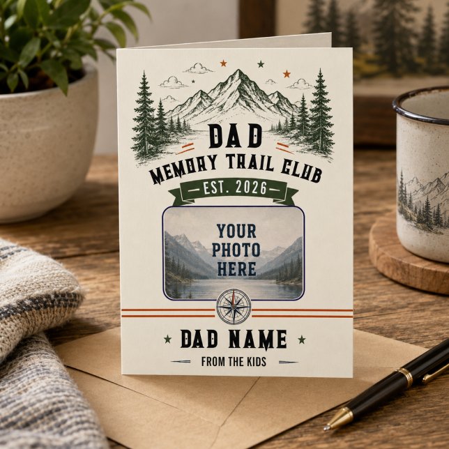Dad Memory Trail Club | Fars dag-foto Kort (Dad Memory Trail Club | Father’s Day Photo Card)