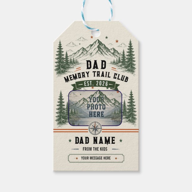 Dad Memory Trail Club | Fars dag-foto Presentetikett (Framsidan)