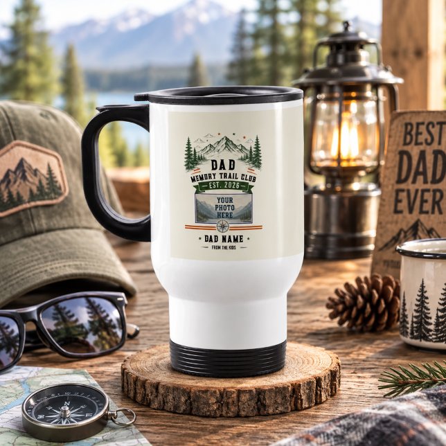 Dad Memory Trail Club | Fars dag-foto Resemugg (Dad Memory Trail Club | Father’s Day Photo Travel Mug)