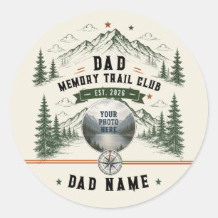 Dad Memory Trail Club Fars dag-foto Runt Klistermärke