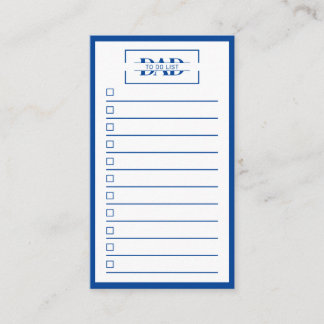 Dad Modern Blue Monogram To Do List 3.5" x 2" Visitkort