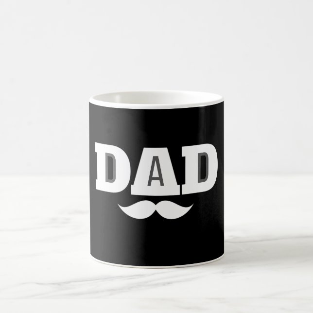 Dad  Mustache Mug Black and White Kaffemugg (Center)