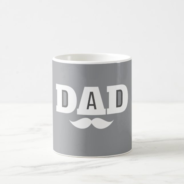 Dad  Mustache Mug Grey and White Kaffemugg (Center)