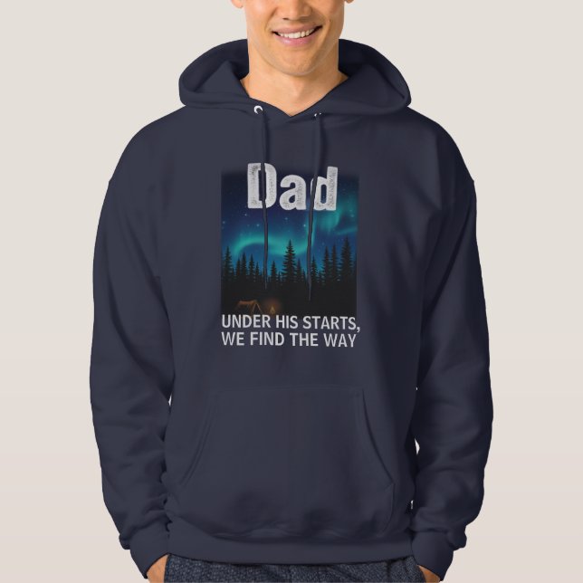Dad Northern Lights Camping Customizable Hoodie (Framsida)
