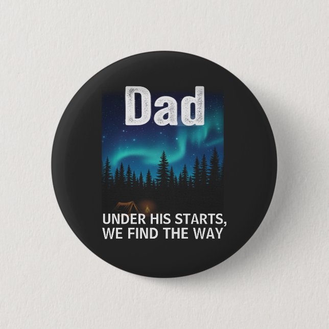 Dad Northern Lights Camping Customizable Knapp (Framsida)