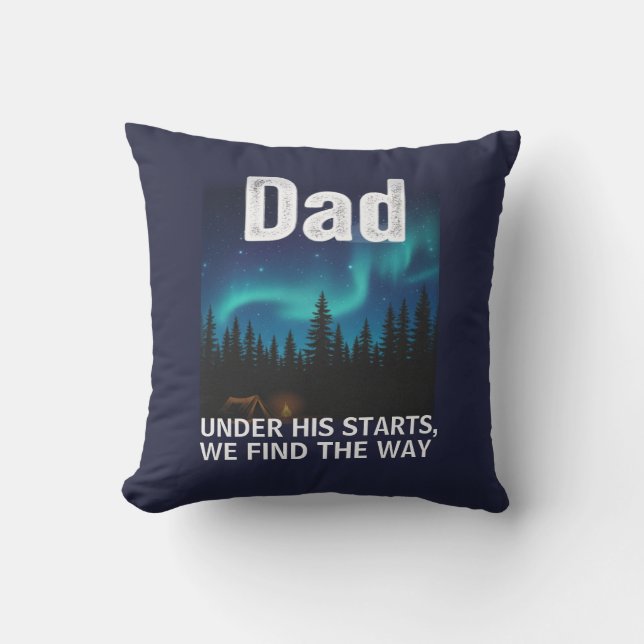 Dad Northern Lights Camping Customizable Kudde (Framsida)
