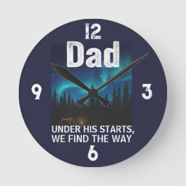 Dad Northern Lights Camping Customizable Rund Klocka
