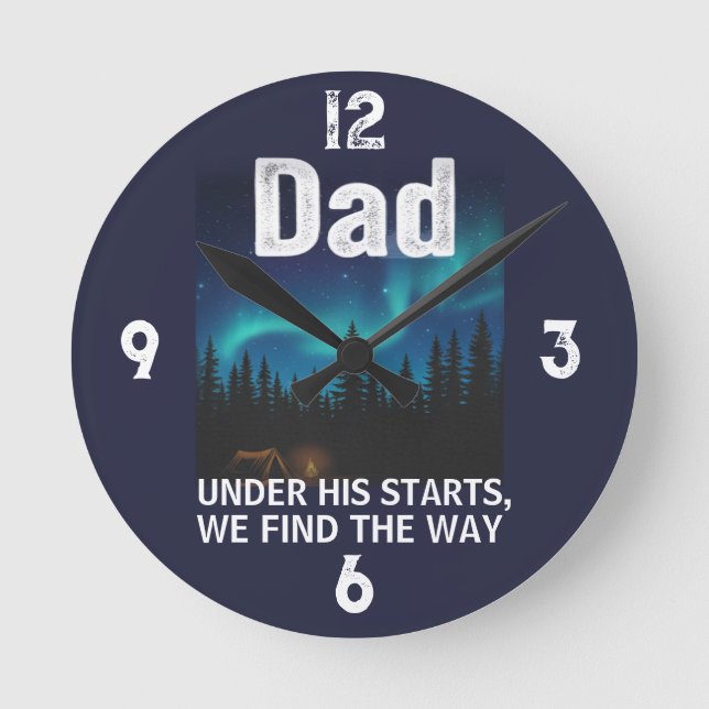 Dad Northern Lights Camping Customizable Rund Klocka (Framsida)