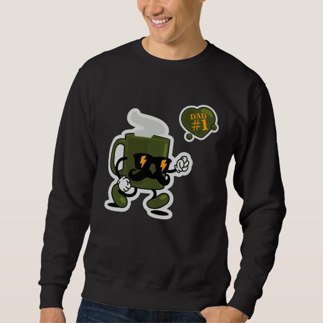 Dad Number 1 Parenting Proud Dad Paternity Beard O Lång Ärmad Tröja (Framsida)