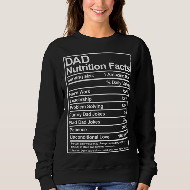 Dad Nutrition Facts Father Cool Daddy Papa Joke Da T Shirt (Framsida)