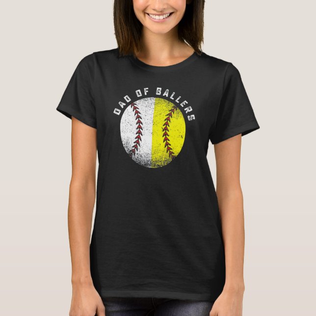 Dad Of Ballers Baseball Softball  Father s Day T Shirt (Framsida)