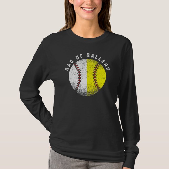 Dad Of Ballers Baseball Softball  Father s Day T Shirt (Framsida)