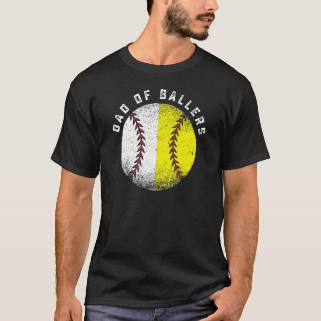Dad Of Ballers Baseball Softball  Father s Day T Shirt (Framsida)