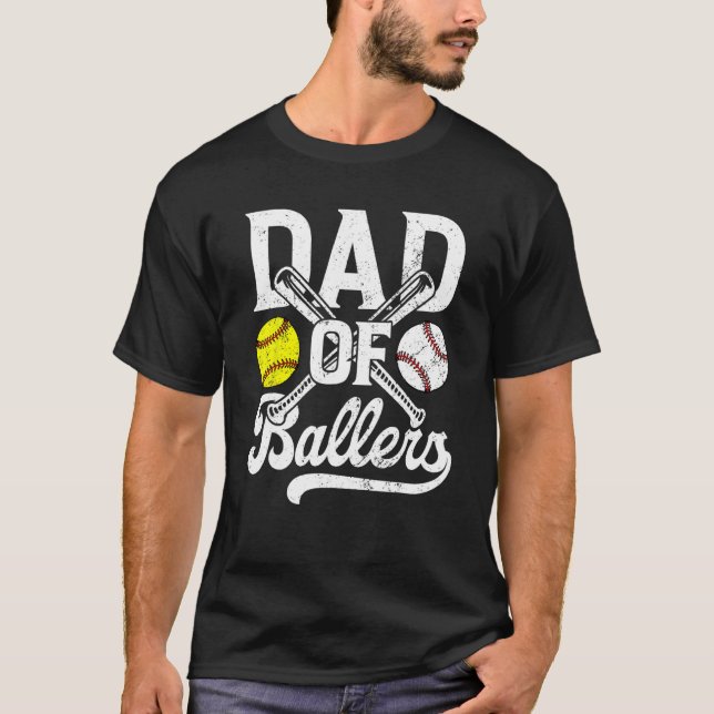 Dad Of Ballers Baseball Softball Game Day Father s T Shirt (Framsida)