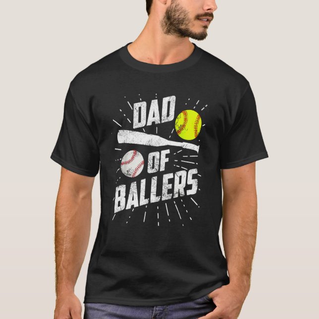 Dad Of Ballers  Baseball Softball Game Fathers Day T Shirt (Framsida)