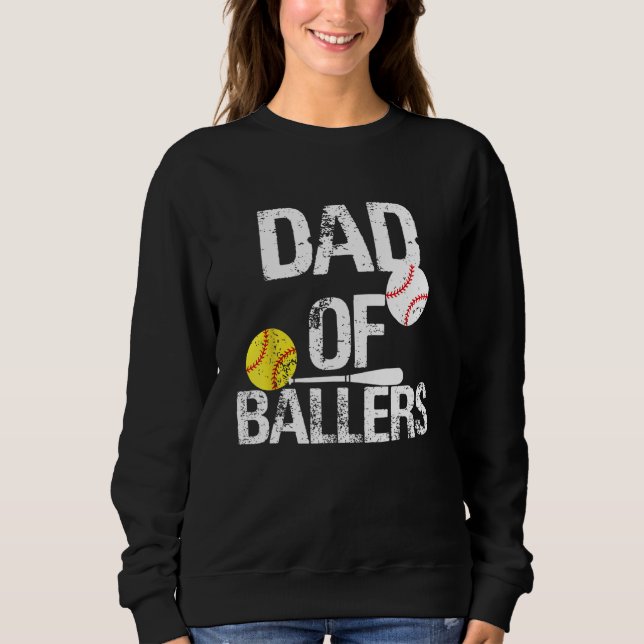 Dad of Ballers Dad of Baseball And Softball Player T Shirt (Framsida)