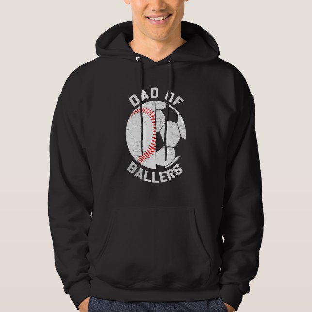 Dad Of Ballers Fathers Day Sport  Papa Soccer Base Hoodie (Framsida)
