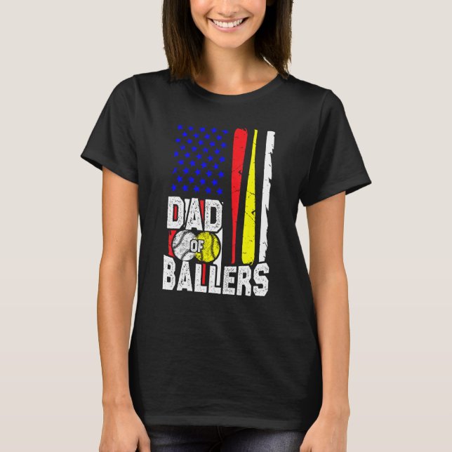 Dad of Ballers  Men Softball Baseball Player Fathe T Shirt (Framsida)