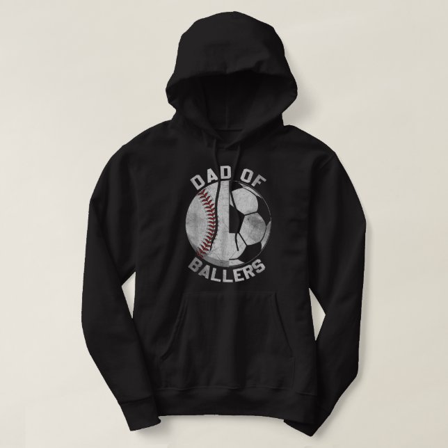 Dad Of Ballers Soccer Baseball Ball Player Coach F Hoodie (Design framsida)