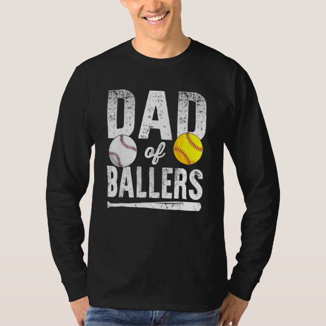 Dad Of Ballers Softball Baseball Player Dad Father T Shirt (Framsida)