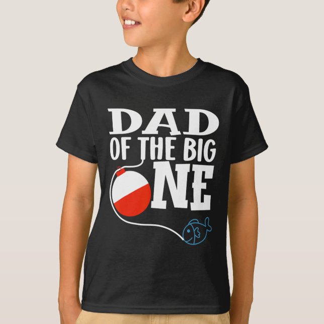 Dad Of The Big One Fishing Boy First Birthday Ofis T Shirt (Framsida)