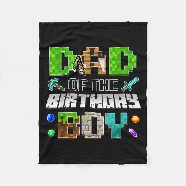Dad Of The Birthday Boy Funny Gaming Birthday Xel  Fleecefilt (Framsidan)