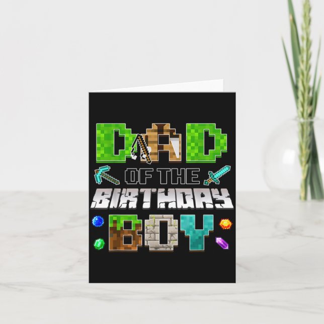Dad Of The Birthday Boy Funny Gaming Birthday Xel  Kort (Framsida)