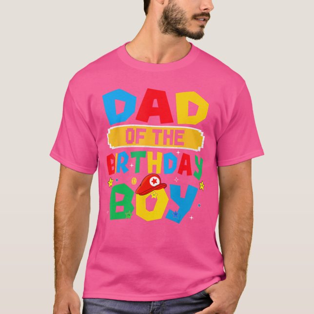 Dad Of The Birthday Boy Game Video Gaming Matching T Shirt (Framsida)