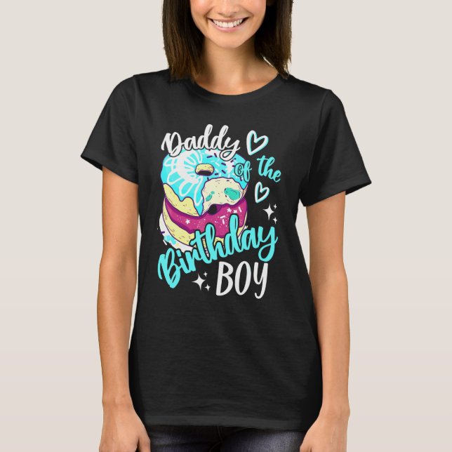 Dad of The Birthday Boys Donut Birthday Party Them T Shirt (Framsida)