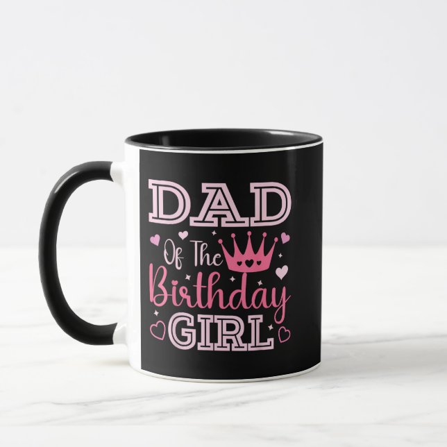 Dad of The Birthday Girl Cute Pink Matching Family Mugg (Vänster)