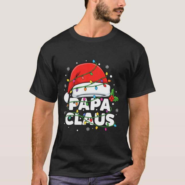 Dad Papa Claus Christmas Lights Family Matching Lo T Shirt (Framsida)