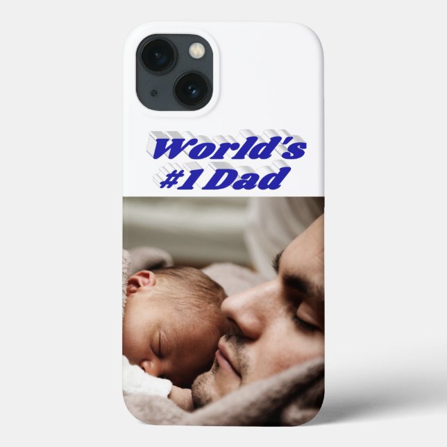Dad Photo blue text  iPhone Case (Baksida)