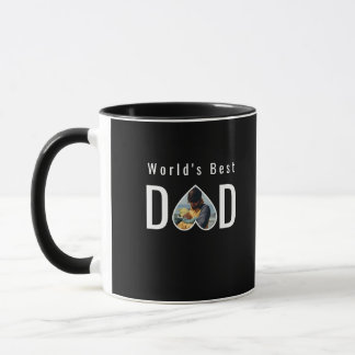 Dad Photo in Black Heart Frame Modern Text Mugg