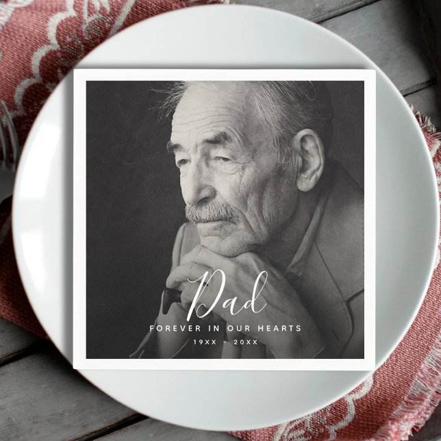 Dad Photo Memorial Tribute Funeral Pappersservett (Dad Memorial Napkins)