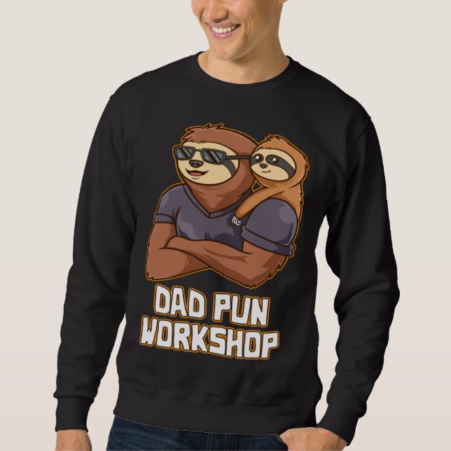 Dad Pun Workshop Dad Jokes Daddy Punchline Father  Lång Ärmad Tröja (Framsida)