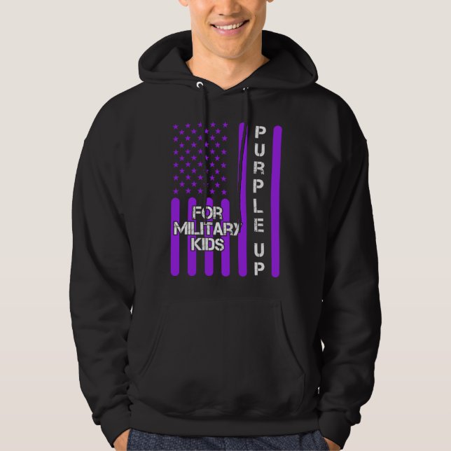 Dad Purple Up Military Child Kids Appreciation Ame Hoodie (Framsida)