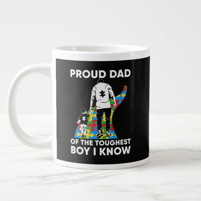 Dad Puzzle Autism Awareness Gift for Birthday Jumbo Mugg (Vänster)