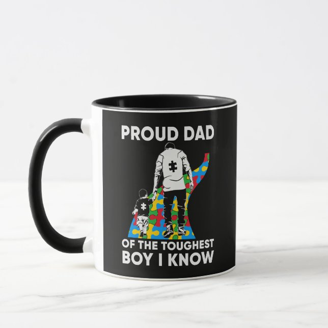 Dad Puzzle Autism Awareness Gift for Birthday Mugg (Vänster)