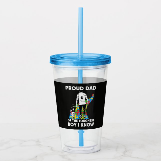 Dad Puzzle Autism Awareness Gift for Birthday Take Away Mugg (Framsida)