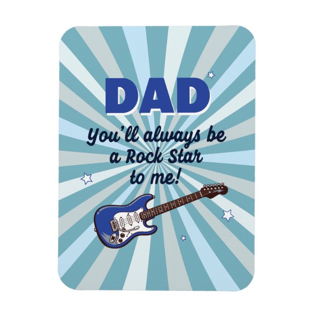 Dad Rock Star Cool Blue Electric Guitar Player Magnet (Vertikal)