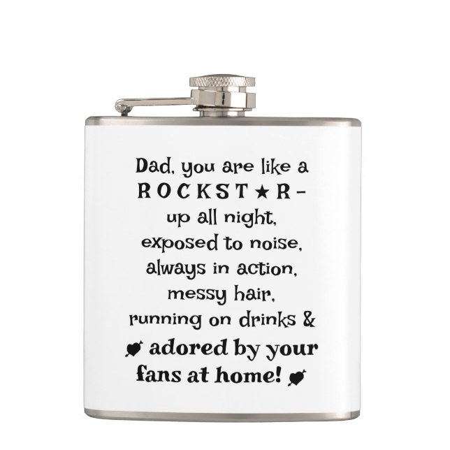 Dad Rockstar 6oz Flask, Birthday Gift From Baby,   Fickplunta (Framsidan)
