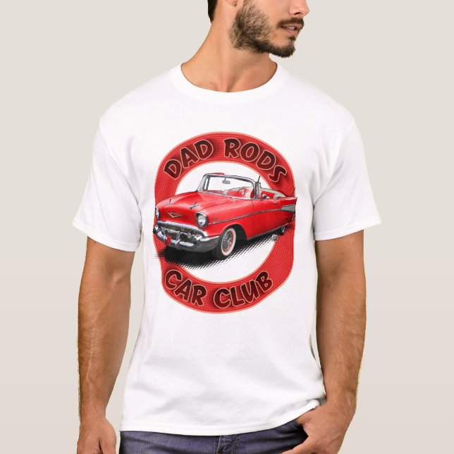 Dad Rods Car Club Red Bel Air Convertible T-Shirt (Framsida)