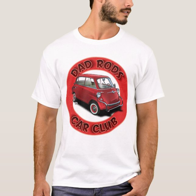 Dad Rods Car Club Red Bubble Car T-Shirt (Framsida)