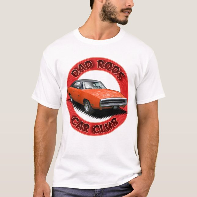 Dad Rods Car Club Red Charger Car T-Shirt (Framsida)