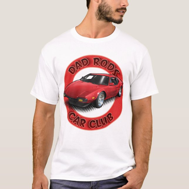 Dad Rods Car Club Red Pantera Car T-Shirt (Framsida)